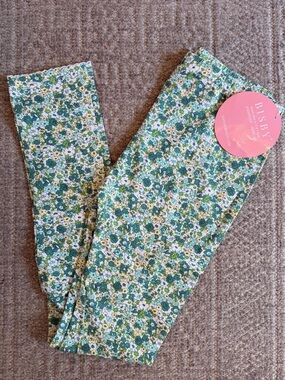NWT Bisby Girls' Green Floral Leggings size 10